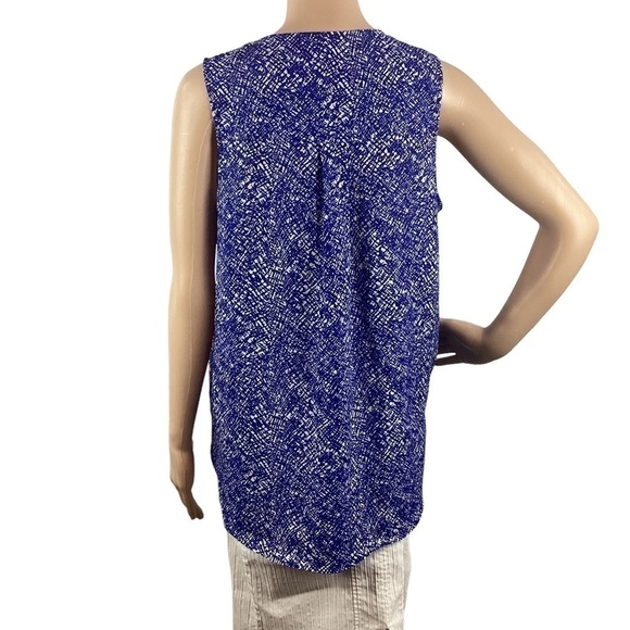 Pleione Top Size S Blue Sleeveless V-Neck Button Front - Picture 5 of 7